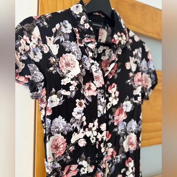 Olivaceous Floral Dance Romantic Silk Sundress Polo Mini Dress New Preppy Date - Picture 8 of 12